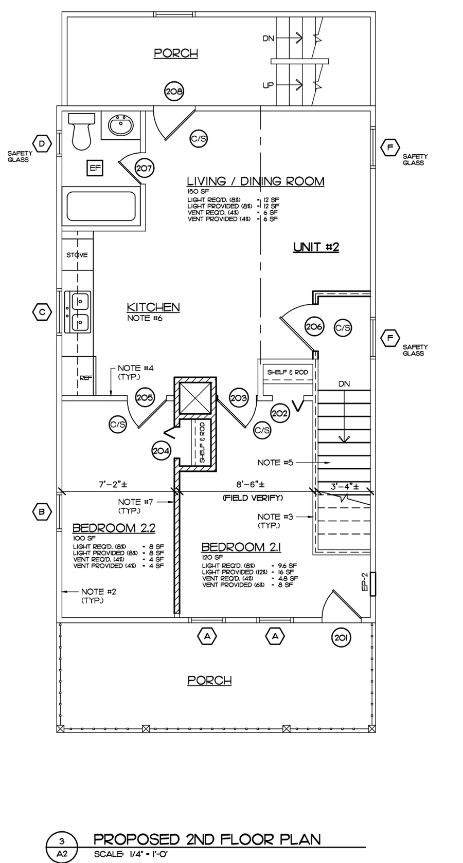 Floor plan of Apt B, second floor